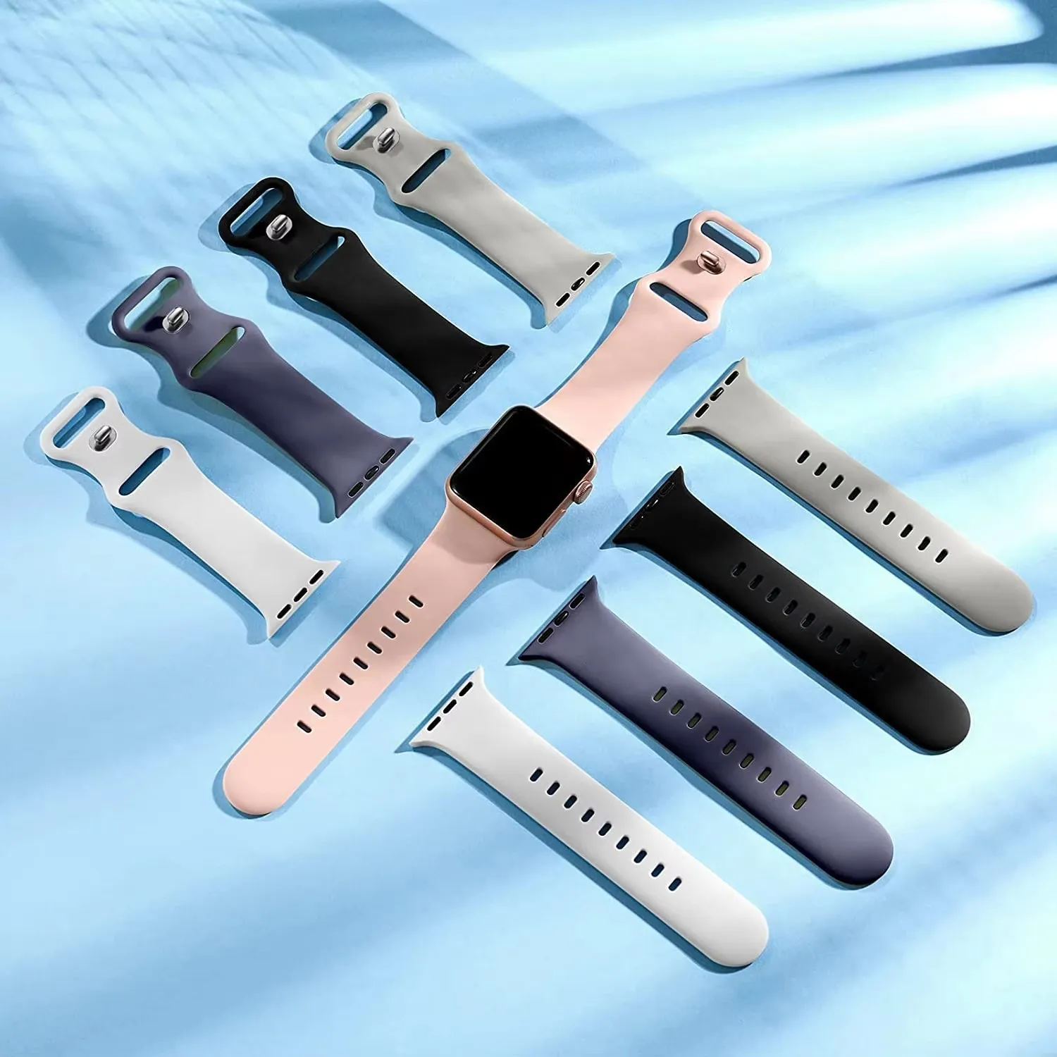 Strap For Apple Watch band 44mm 41mm 45mm 40mm 49mm 42mm 38mm 44 mm Silicone Sport Bracelet iWatch Series 9 8 7 SE 6 5 4 Ultra 2