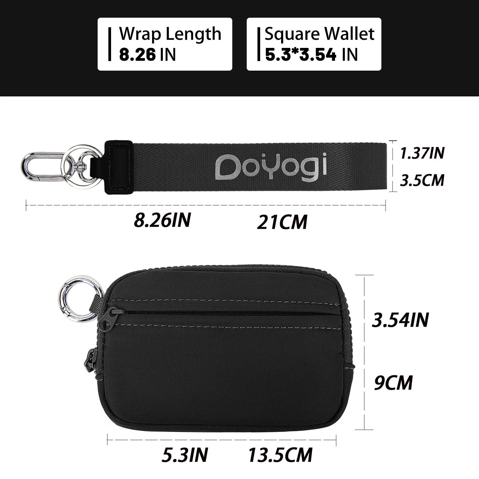 DOYOGI-Portefeuille minimaliste pour hommes et femmes, porte-cartes, porte-monnaie, porte-cartes, porte-clés, fermeture éclair, petit, fenêtre d'identité