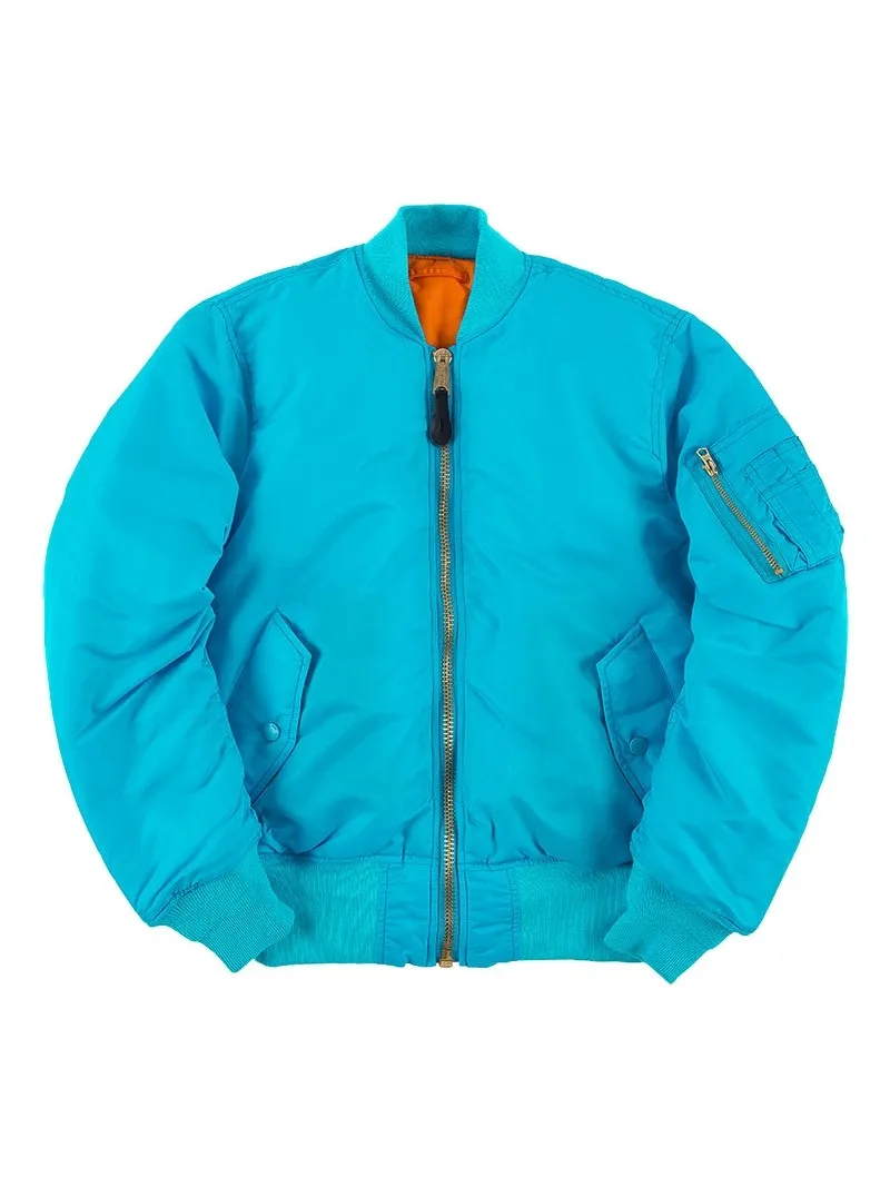 

Loose ex Bigforsam Klein Blue Pilot Jaet MA Cotton Baseball Sle Zipper Closure Windproof Winter Outerwear Coat