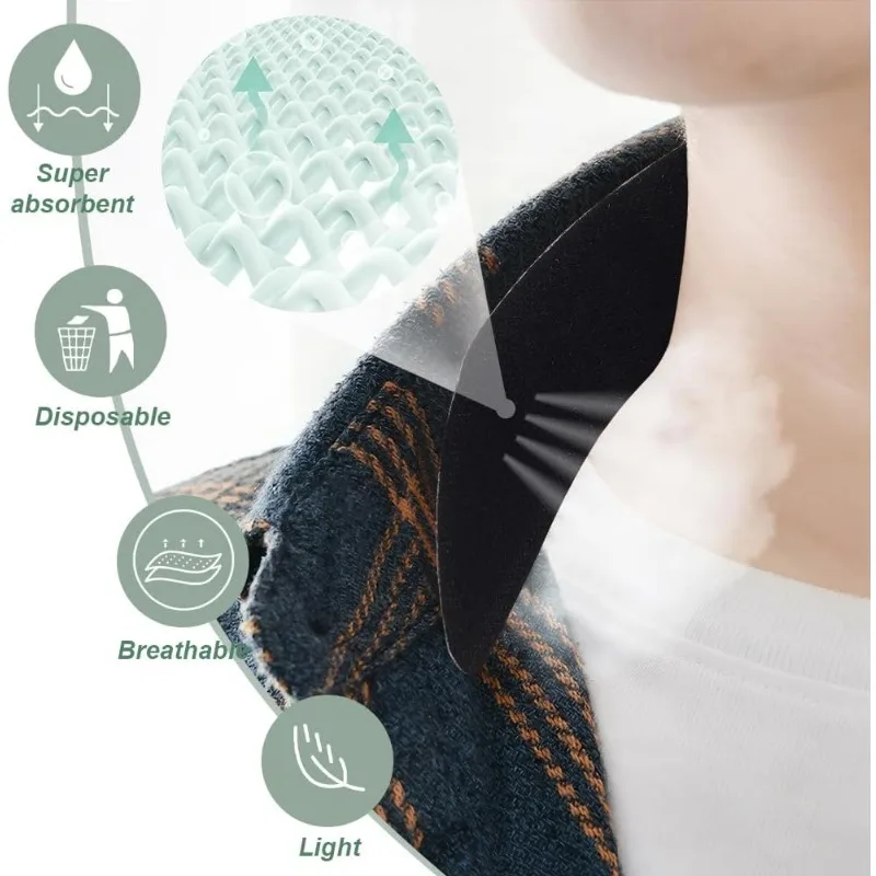 30pcs Hat Sweat Liner PVC Disposable Neck Collar Sweat Pads Collar Shirt Protector Absorbent Collar Liners Pads