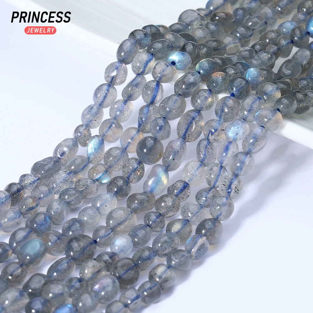 A+ Natural 5-6mm Labradorite Pebble Loose Stone Beads for Jewelry Making DIY Bracelet Necklace Accessories