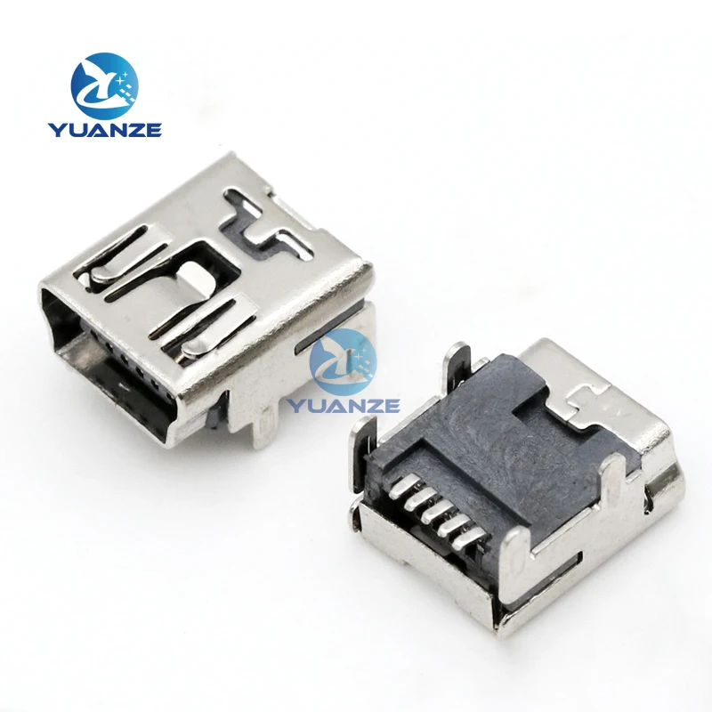 Mini USB Type B 5-Pin Female Socket Right Angle DIP Jack Connector Plug-in