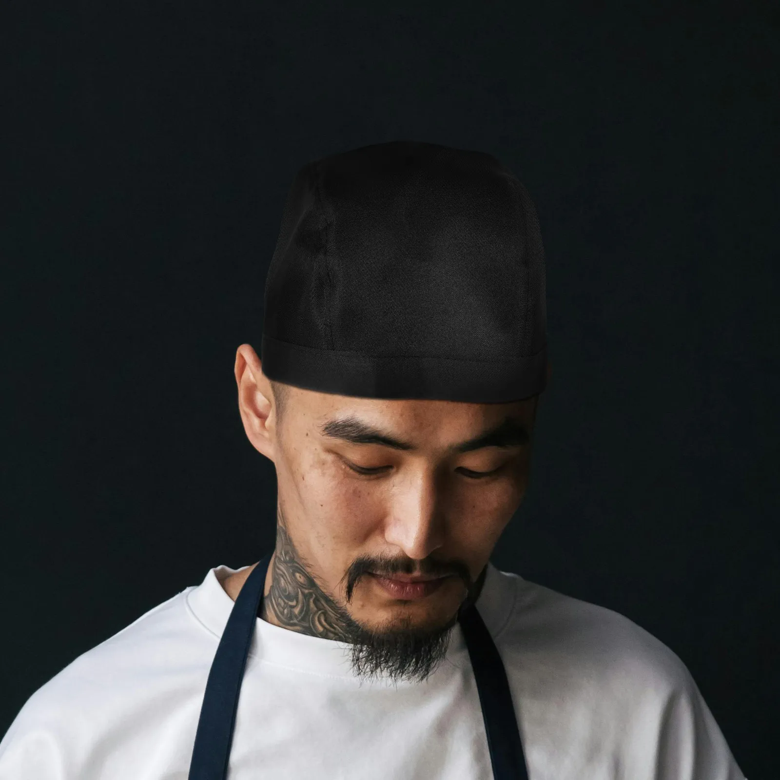 Gorro de Chef Negro de Lona, Gorro de Cocina Ajustable con Cinta, Unisex, Cómodo, Turbante de Cocina, Pañuelo de Chef, Turbante Pirata