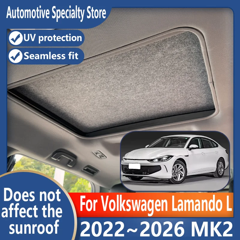

For Volkswagen Lamando L 2022~2026 Car Sunroof Insulation Roof Visor Electrostatic Adsorption Suede Fabric Sun Protection Anti-U