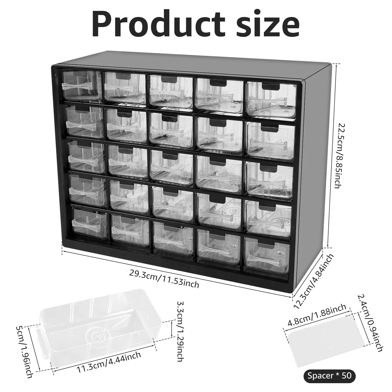 25 Multi-grid Drawer Parts Box Stackable Plastic Hardware Parts Storage Boxes Wall-mounted Screw Classification Component Case