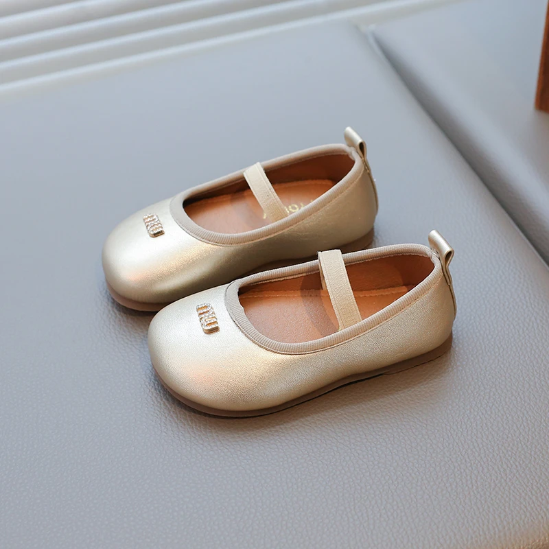 รองเท้าหนังเด็กผู้หญิงสไตล์เกาหลี รองเท้าบัลเล่ต์พื้นนิ่มกันลื่น แฟชั่นเจ้าหญิง รองเท้าเด็กหัดเดิน