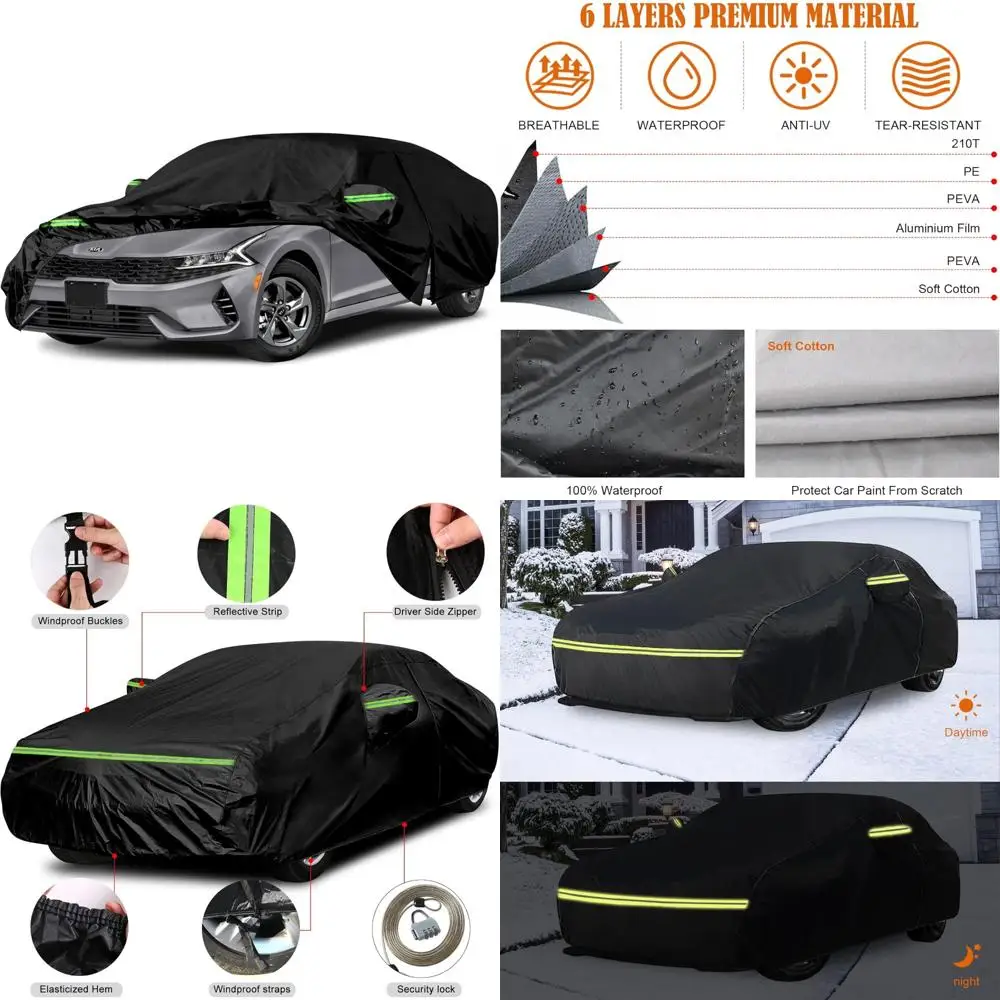 

All-Weather 6-Layer Custom-Fit Car Cover with Zipper Door for 2010-2025 Models, Waterproof and Durable Full Vehicle Protection