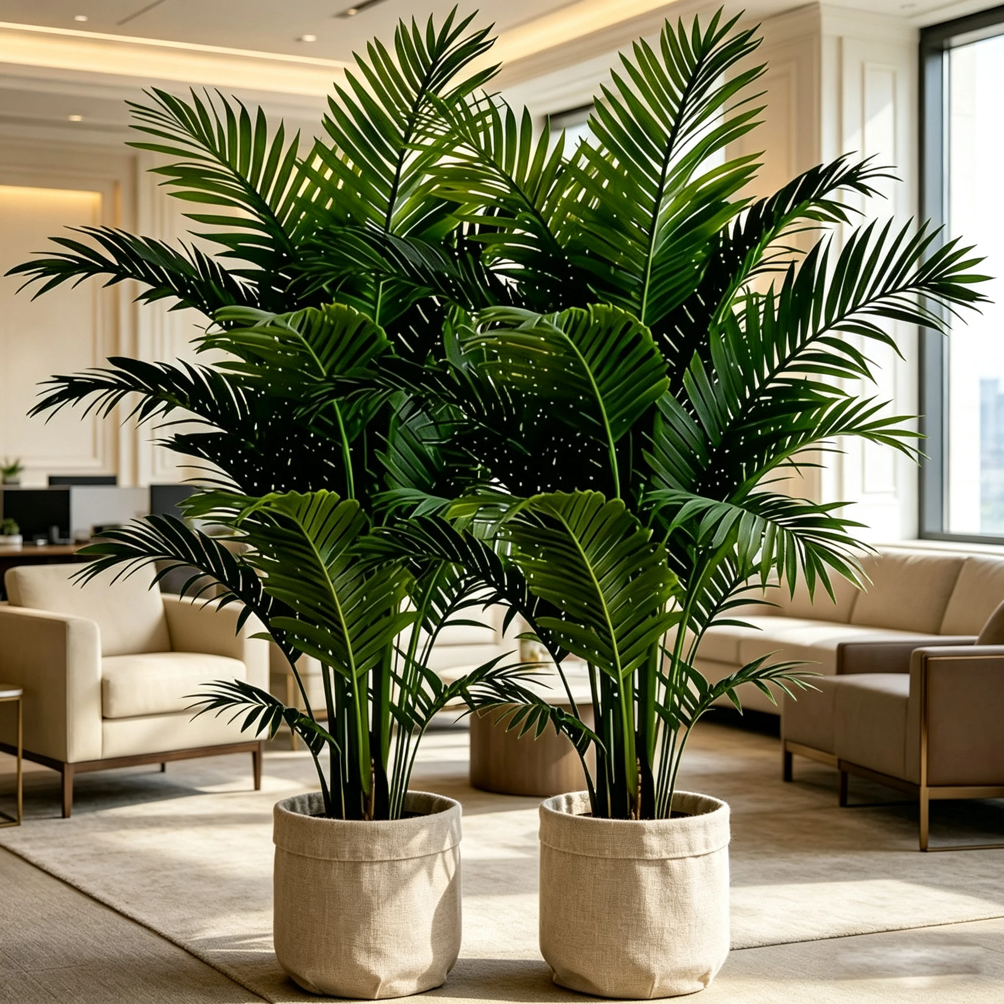 21 Inch Artificial Palm Tree, 2 Pack Fake Areca Palm Plant, 24 Leaves Faux Tropical Palm Tree for Indoor Outdoor Home Office Decor, No Pot