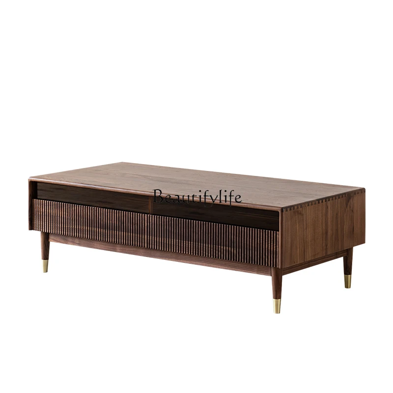 

*Black walnut solid wood sofa coffee table log living room small apartment coffee table