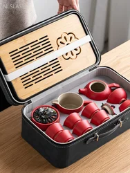 Red Ceramic Tea Pot and Cup Set Exquisite Chinese Wedding Tea Set Handmade Beauty Filter Teapot Home Custom Tea Ceremony Gifts