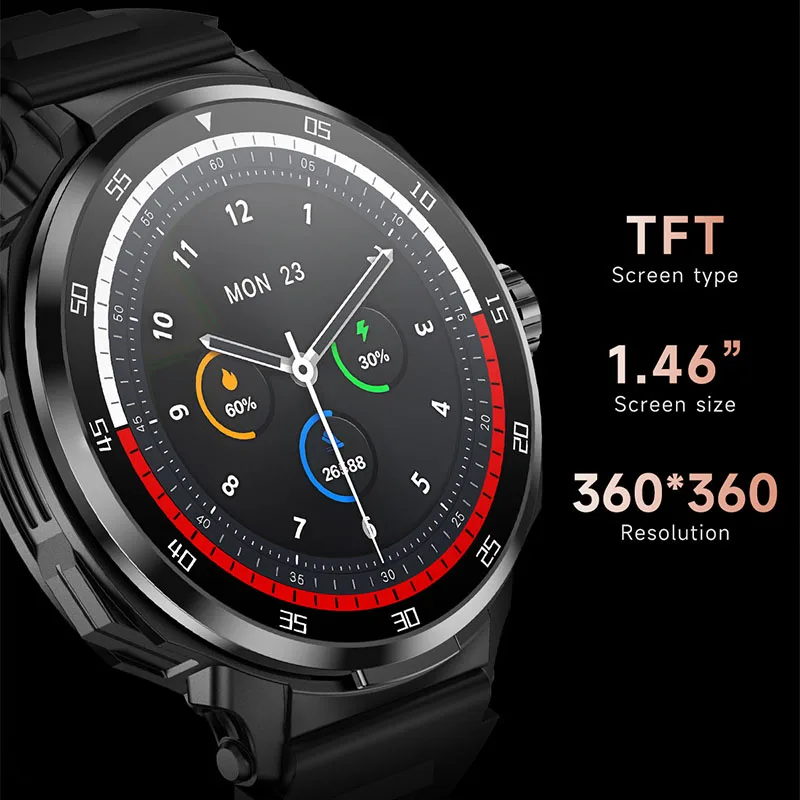 New Built-in Earphones Smart Men's watch, 1.46-inch Screen, 240mAh Polymer lithium battery Magnetic charging Smart watch