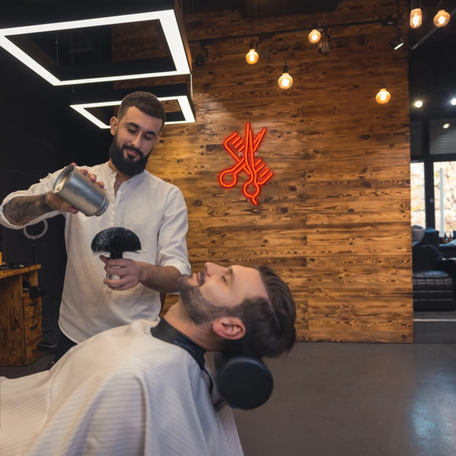 Ineonlife Scissors Comb Neon Sign Board Custom Personalized Wedding Home Room Birthday Romantic Party Bar Shop Wall Decor