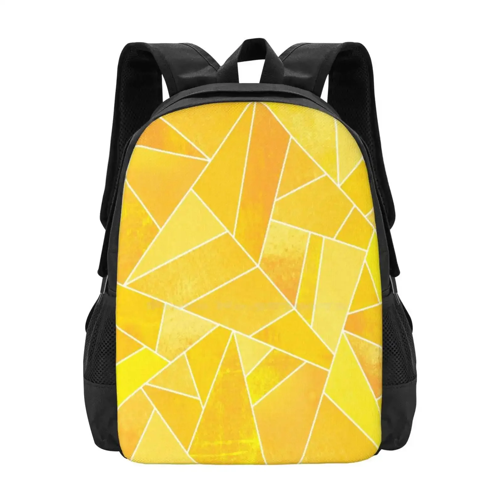 

Sunshine Hot Sale Schoolbag Backpack Fashion Bags Graphic Pattern Abstract Geometry Geometric Modern Lines Mosaic Bright Yellow