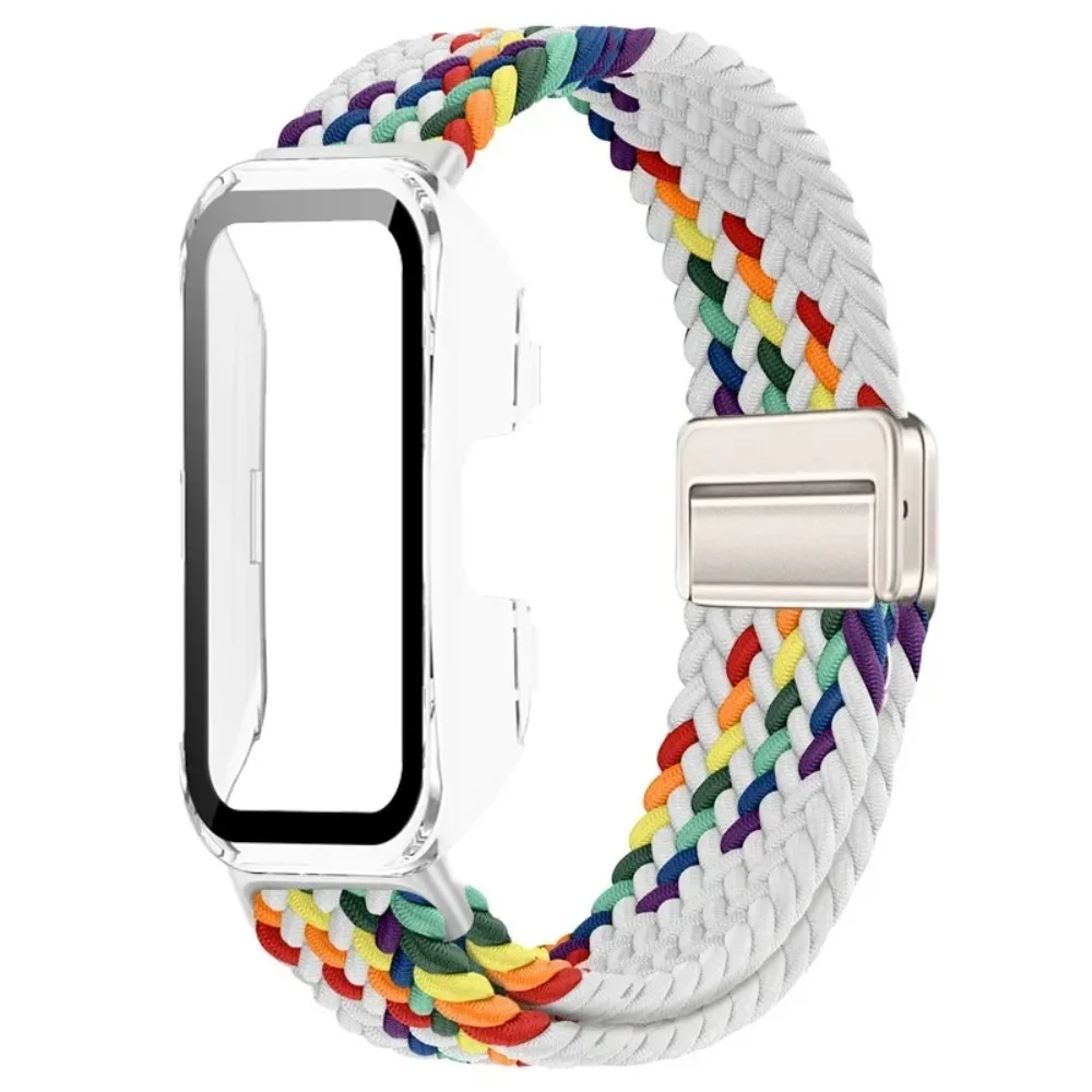 ナイロン編組磁気ストラップ + PC ケース Huawei 社バンド 8 9 10 用快適な時計バンドとシェル Huawei 社バンド 10 9 8 カバーシェル