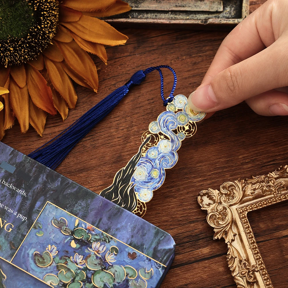 1 pz segnalibro in metallo vintage pittura cava artistica con nappa lunga strumento di lettura creativo per gli amanti dei libri ufficio degli studenti