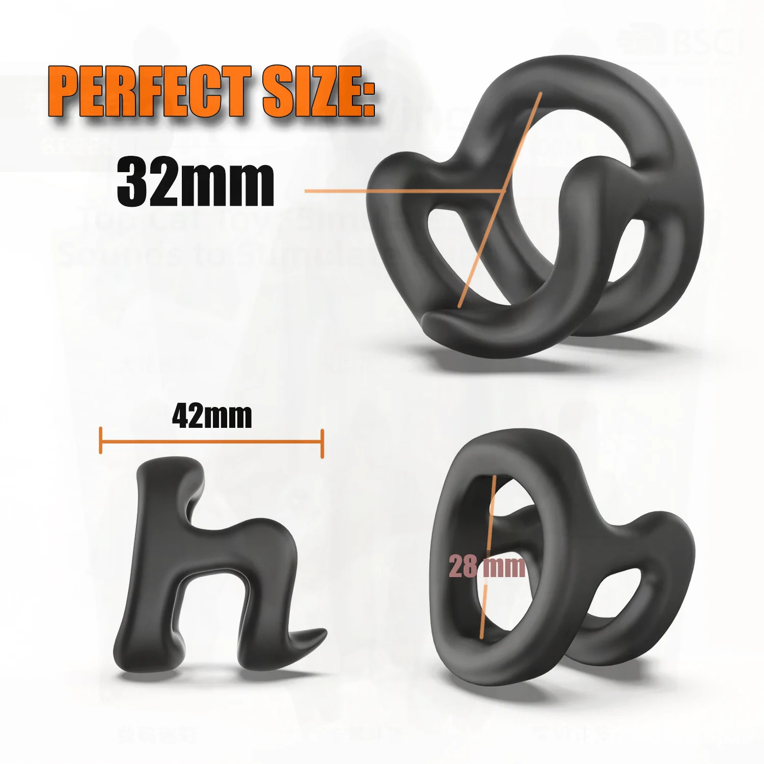 الرجال السائل سيليكون قفل حلقة سوداء الثلاثي تحفيز H الدائري للكبار العافية الجنسية غير مشحونة دليل هزاز