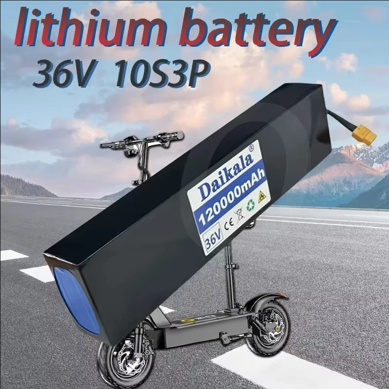 

36V 120Ah 18650 Rechargeable Lithium Battery Pack 10S3P 120000mAH 500W High-power Electric Bicycle Scooter with BMS XT60