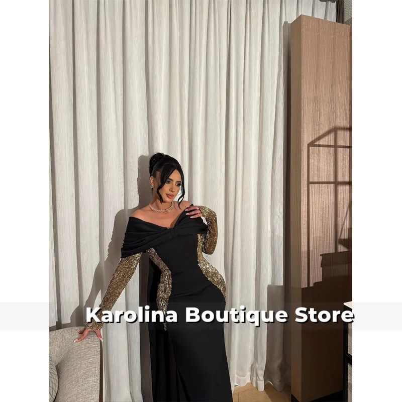 ชุดราตรีงานแต่งงานสำหรับงานปาร์ตี้ ชุดราตรีออกงาน ชุดราตรีงานพรอม ชุดเดรสทรงเมอร์เมดสีดำ ชุดราตรีงานเลี้ยงสุดหรู ปี 2025