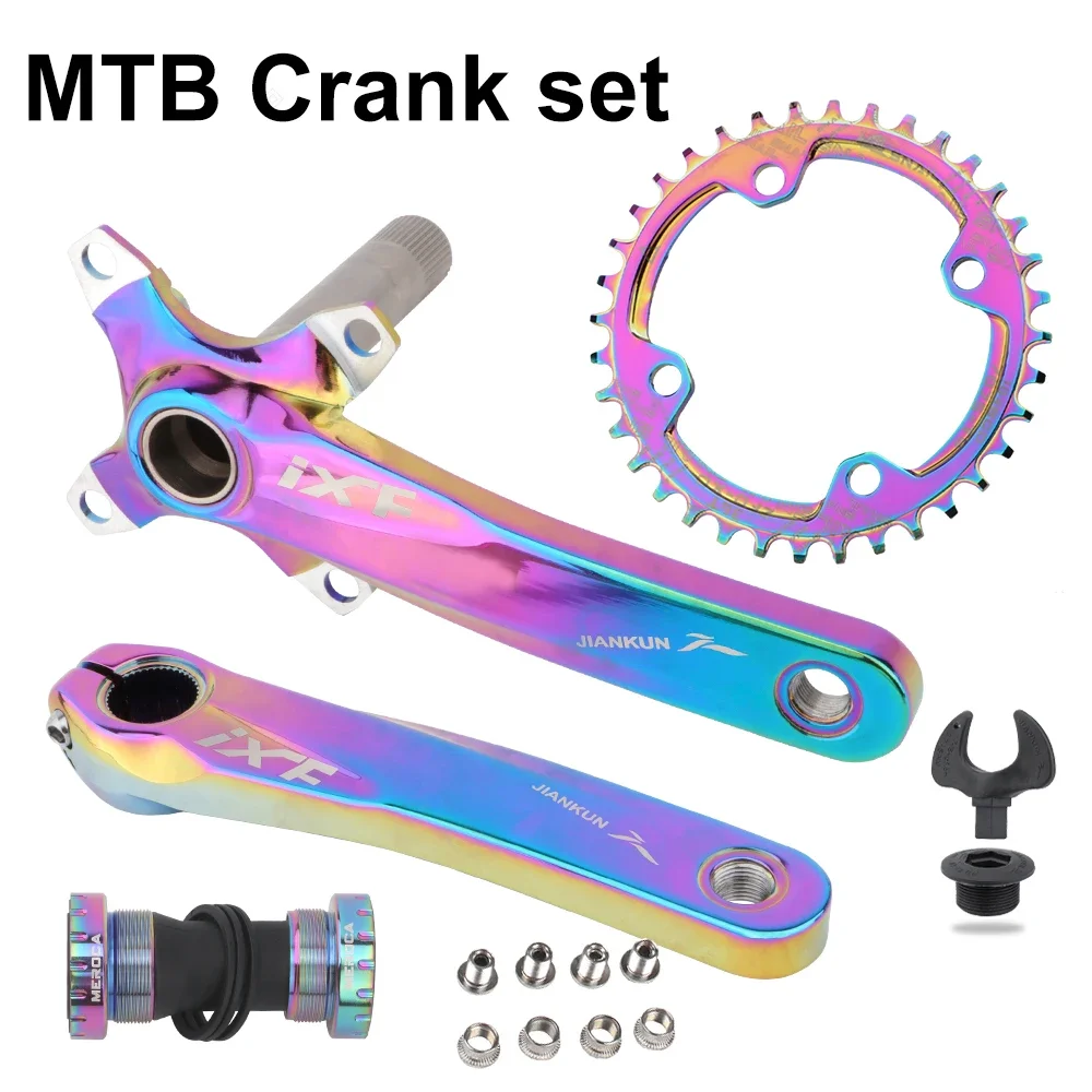 IXF 104BCD MTB Crankset Colorful Crank 170mm 32T 34T 36T 38T Aluminum Alloy Narrow Wide Teeth Mountain Bike Sprocket Wheel