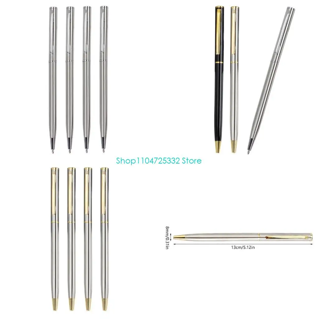 

P5EA 4 шт. Металлическая шариковая ручка Шариковая ручка, поворачивающаяся для открытия/закрытия, кончик ручки 0,7 мм, гладкий и