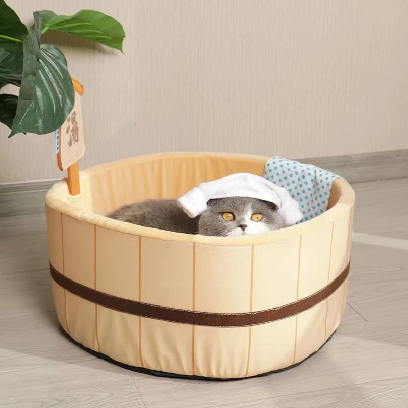 45cm Dog Cat Bed Hot Spring Nest Bed Small Cats Dogs Cute Soup Cat Litter Kennel Washable Pet Beds For Puppy Cat Supplies