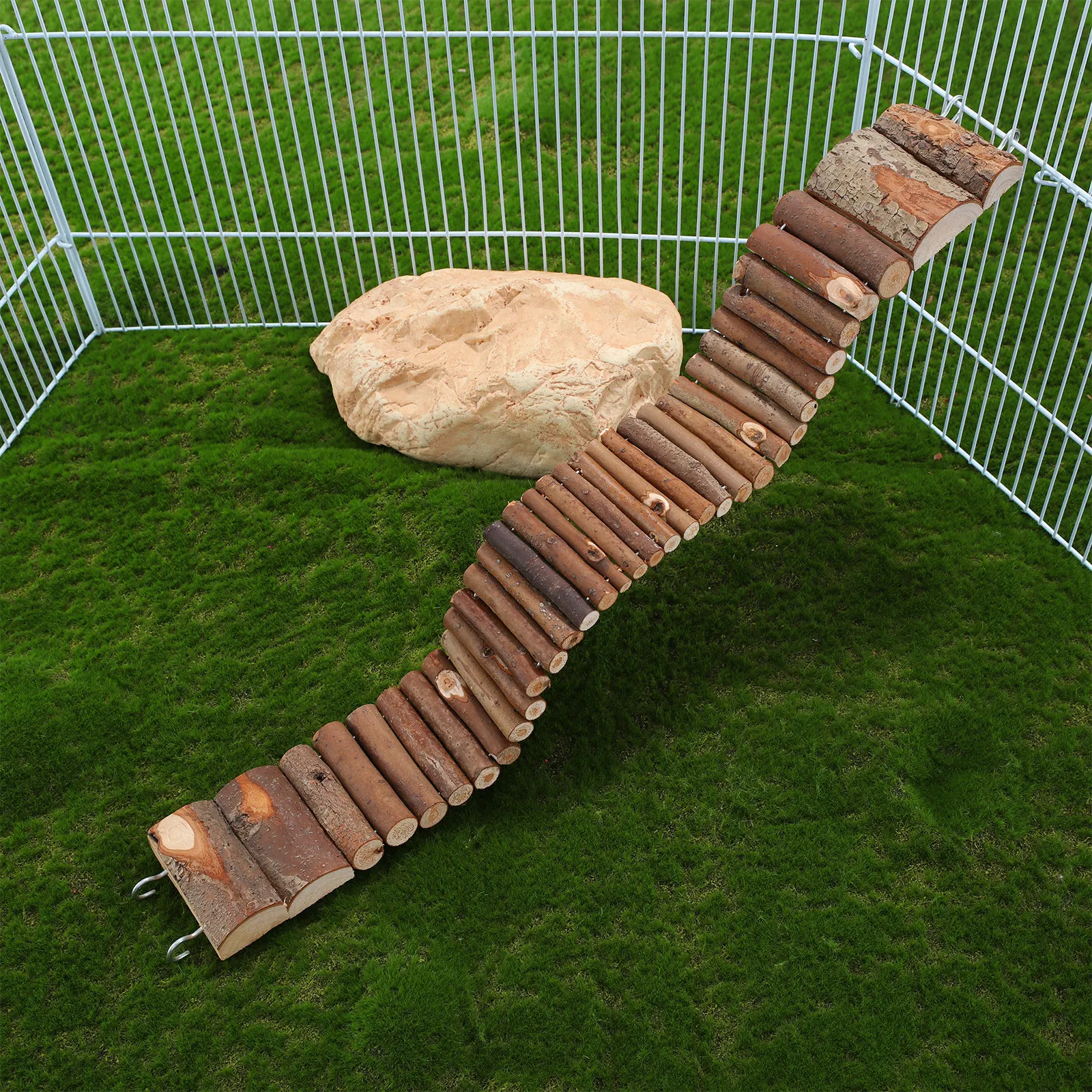 Bendable Natural Wood Gold Hamster Ladder Hanging Bridge 7cmx55cm Climbing Swing Chewing Small Pet Hamster Ladder