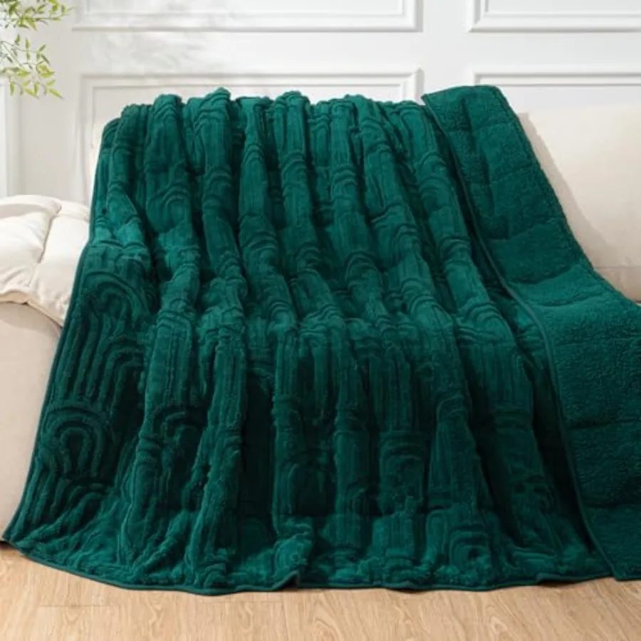 

Jacquard Weighted Blanket for Adults s Queen Size Cozy Fluffy Sherpa Fleece Weighted Throw Blankets " " for Sleep Rela Fuzzy Wa