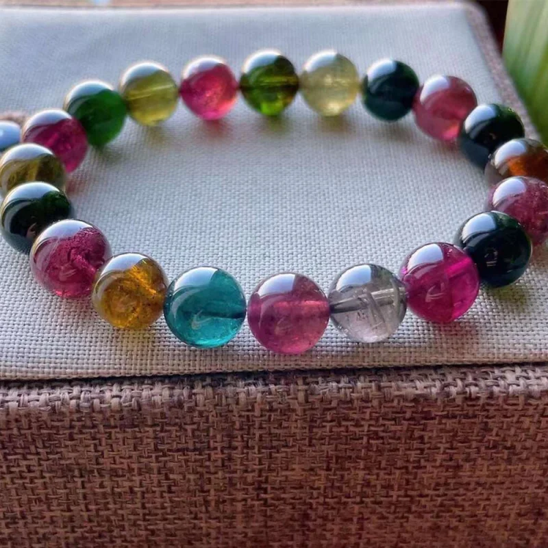 Natural Full-Color Old Mine Ruby Body Rough Stone Tourmaline Bracelet