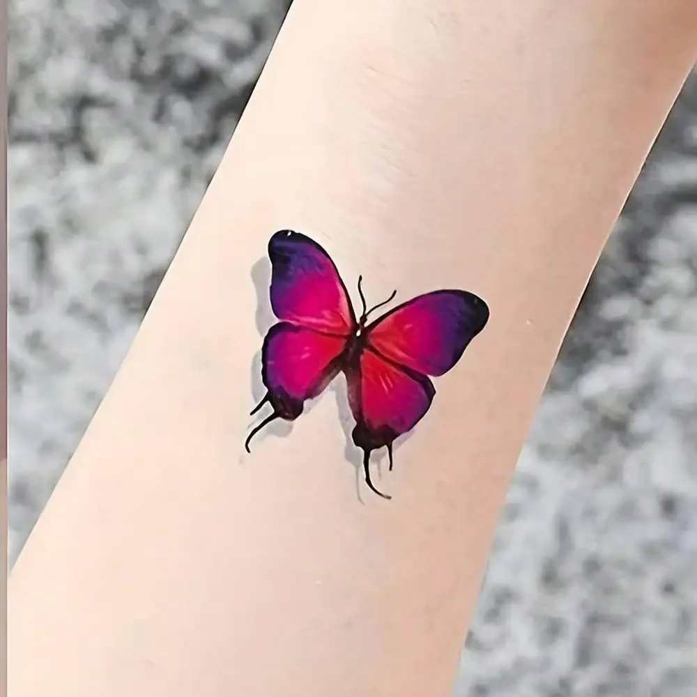 20 Sheets Of Colorful Butterfly Tattoo Stickers - Waterproof & Long Lasting Temporary Tattoos For Women, Daily Party Vocation Body Art Decorations view 6