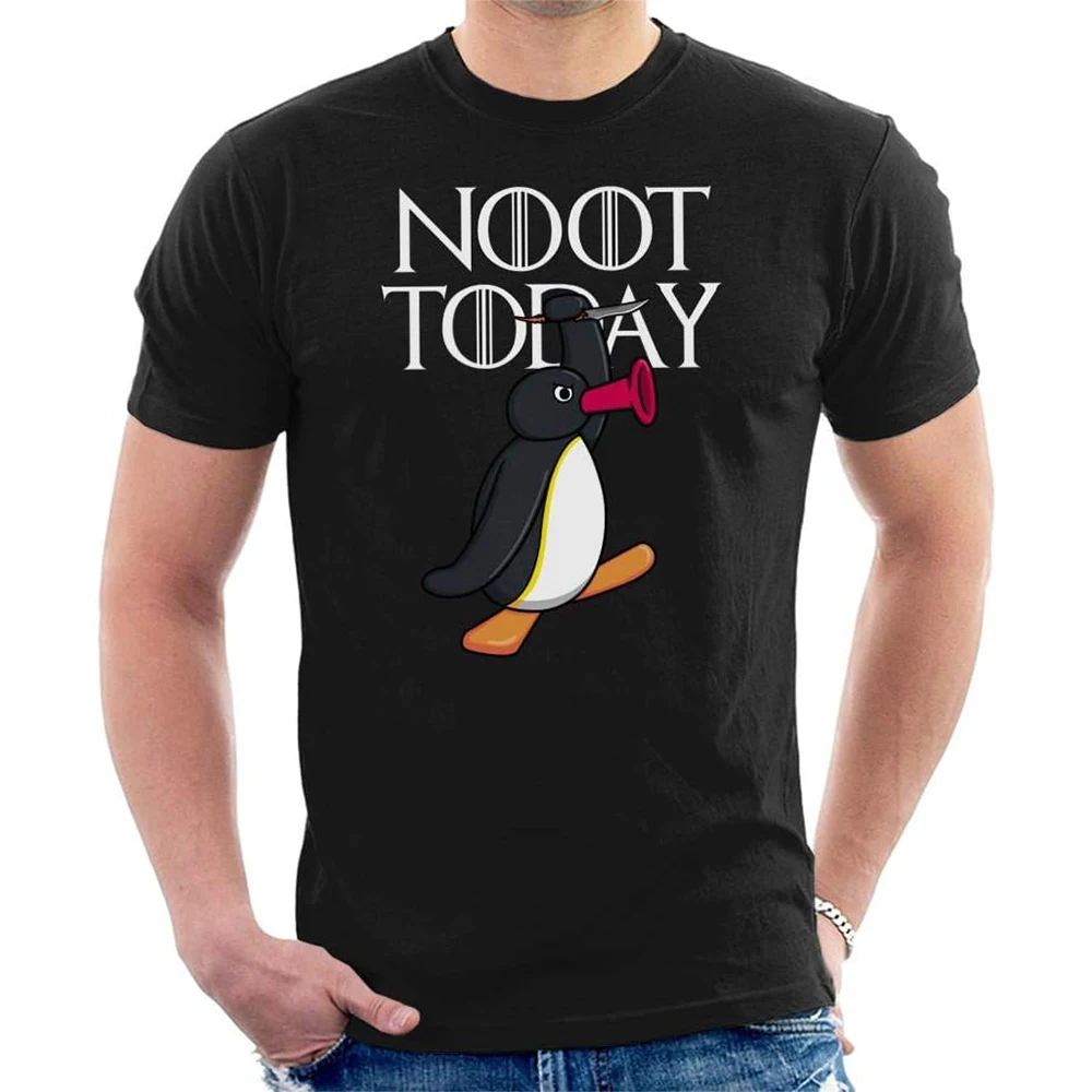 

0330 Noot Noot Pingu Meme Gift t shirt for men Funny cartoon Graphic Clothes 100% cotton printed Y2K clothing Large size tee