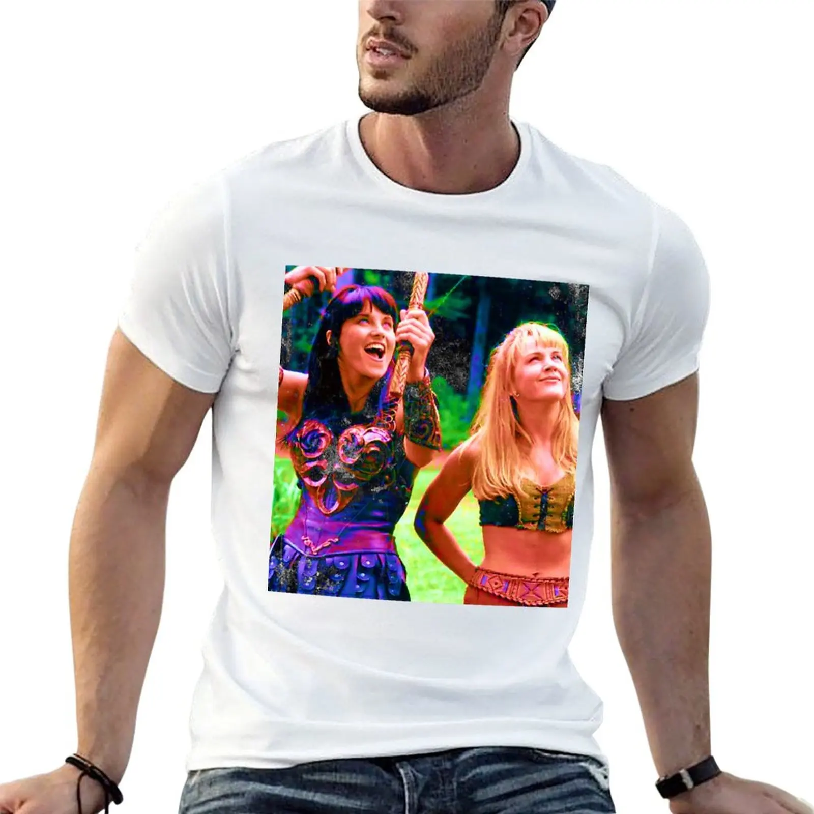 

xena and gabrielle art T-Shirt man t shirts graphic man t shirt heavy cotton T-Shirt