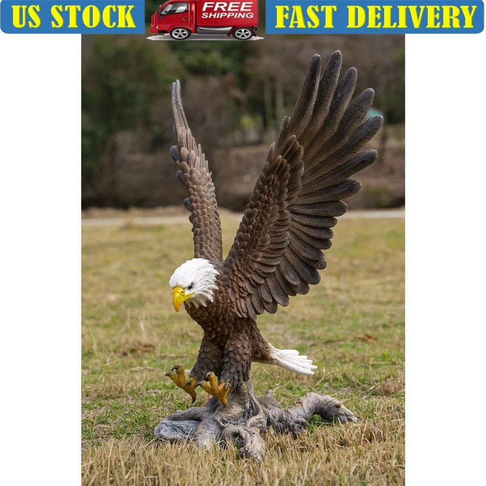 

6 in Flying Eagle Garden Statue Durable Polyresin Majestic Design Realistic Features Versatile Indoor Outdoor Decor Home Office