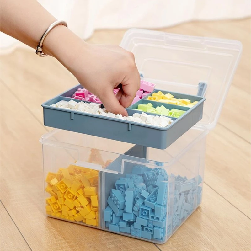 Stackable Craft Storage Box Plastic Adjustable Storage Containers with Carry Handle Transparent Containers  Dropship