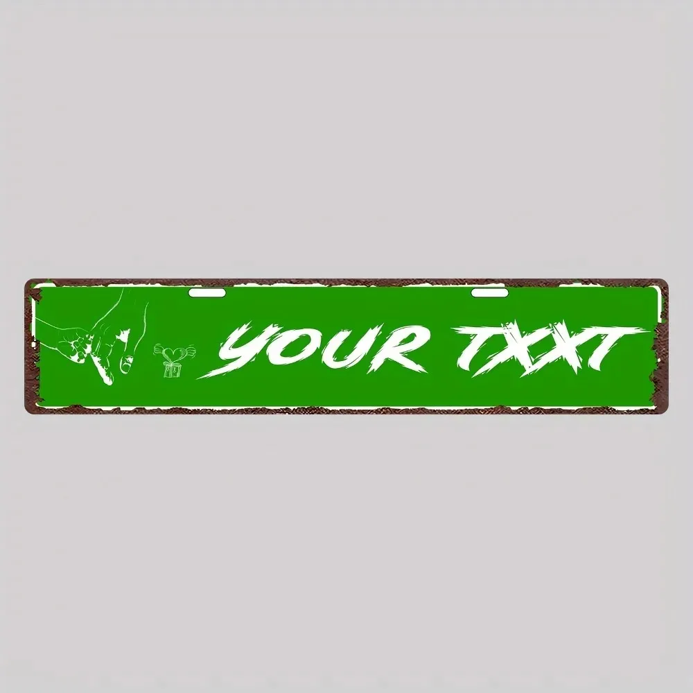 [CIFbuy][2D Flat] Custom Green Promise Hand Aluminum Sign, Personalized Text Indoor Outdoor Wall Decor (Only For Decoration)