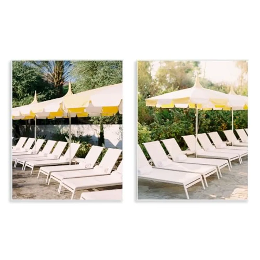 

Chaise Lounges with Umbrellas 2 pc Wall Plaque Art Set Design by Justine Milton 11 x 14