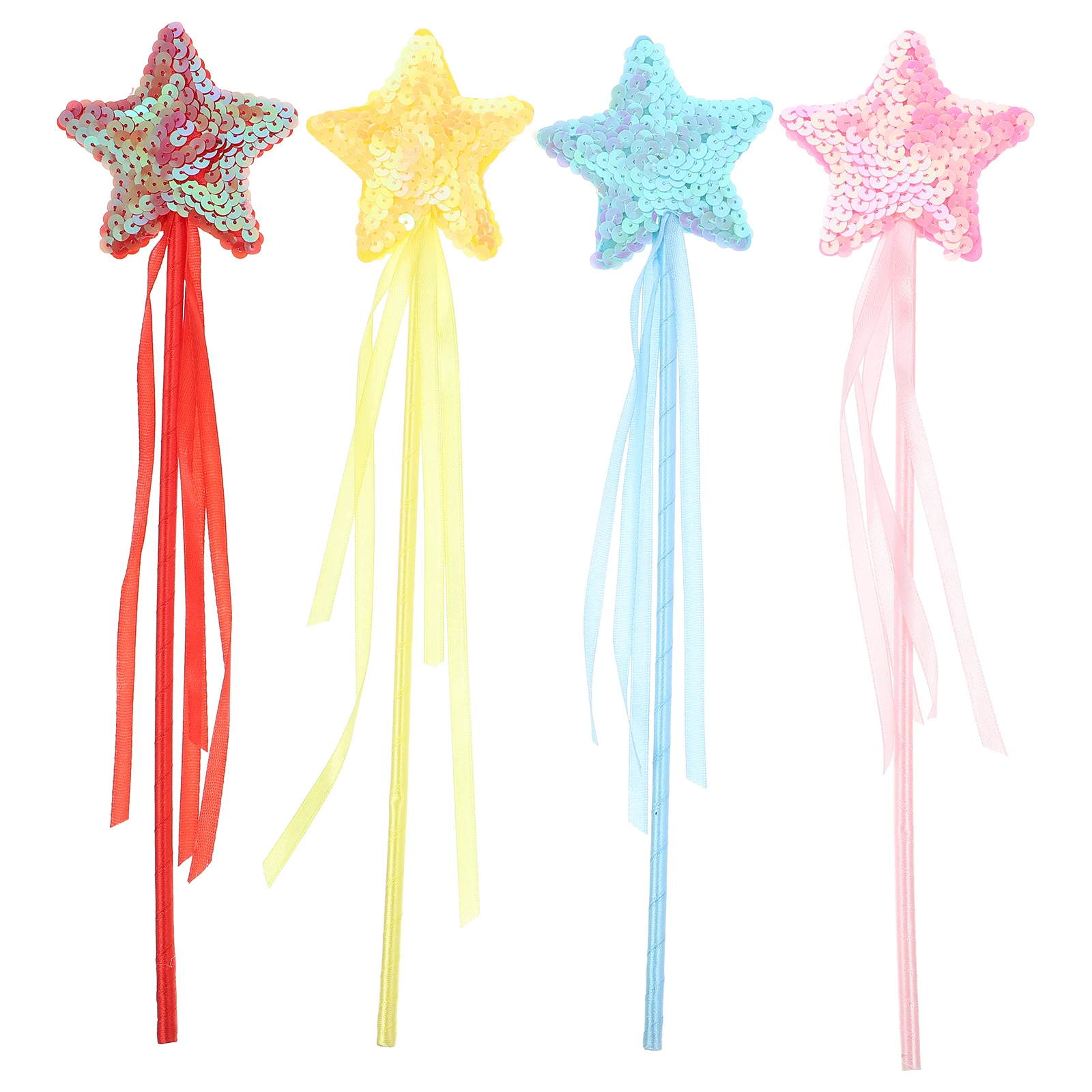 

4 Pcs Wand Heart Staff Butterfly Angel Sticks for Kids Girls Party Toys Pentagram Fairy Wand Yellow Blue Red Pink