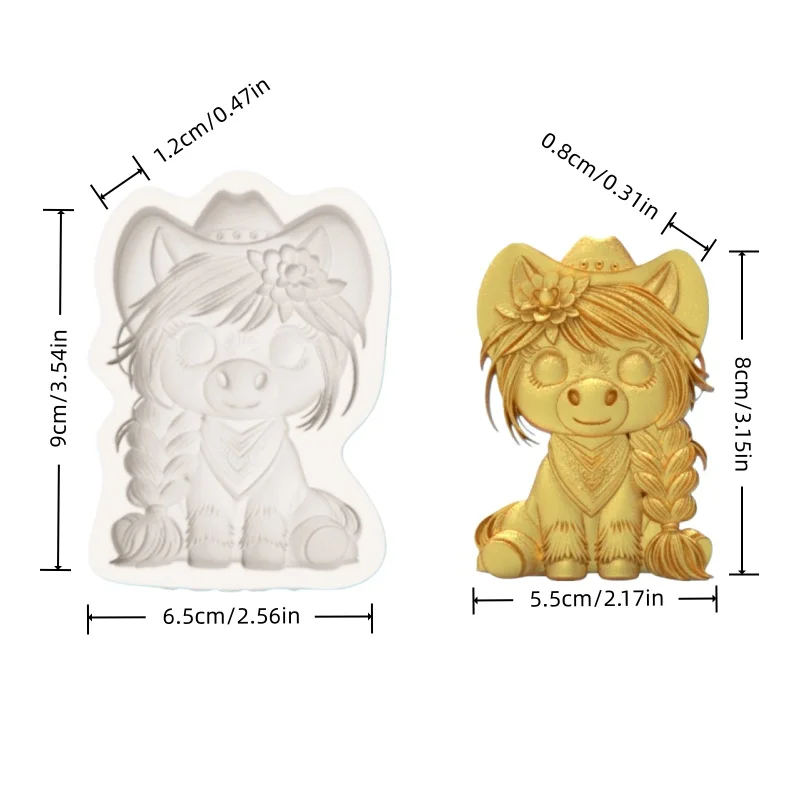 Cowboy Hat Braided Hair Styling Design Mold Western Cowboy Pony Mold Country Pony Themed Dessert Chocolate Mold