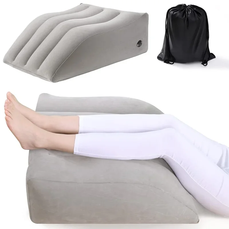 Durable PVC Inflatable Leg Pillow Wedge Triangle Cushion Leg Support Foot Pad Portable Waist Knee Relaxation Tired Leg Pillow