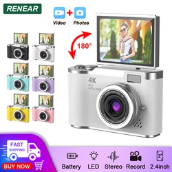 4K Digital Camera 48MP Photography Video Camcorder CCD 2.4 inch Flip Screen For Girls Kid Adult With Beauty Filters Gift Camera