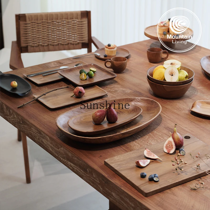 

Solid wood tableware Irregular B & B dinner tray Vegetable tray Household