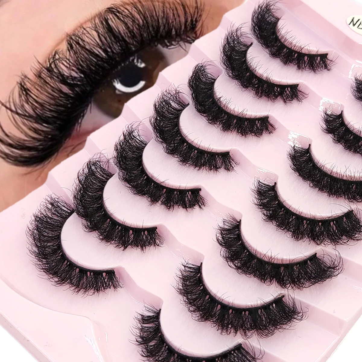 HBZGTLAD 7Pairs 8D Mink Lashes Natural Mink False Eyelashes Dramatic Volume Fake Eyelash Extension Faux Cils Wholesale Makeup To