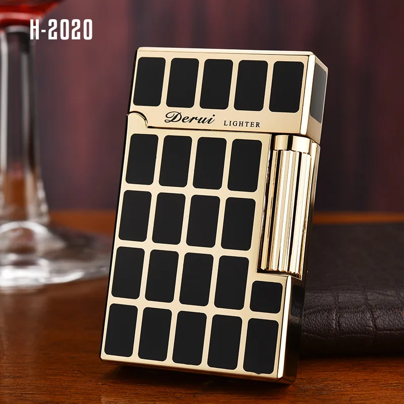 Upscale Pure Copper Gas Lighter Square Metal Sideslip Mini Lighters Flint Cigarette Lighters Smoking Accessories Gadgets for Men