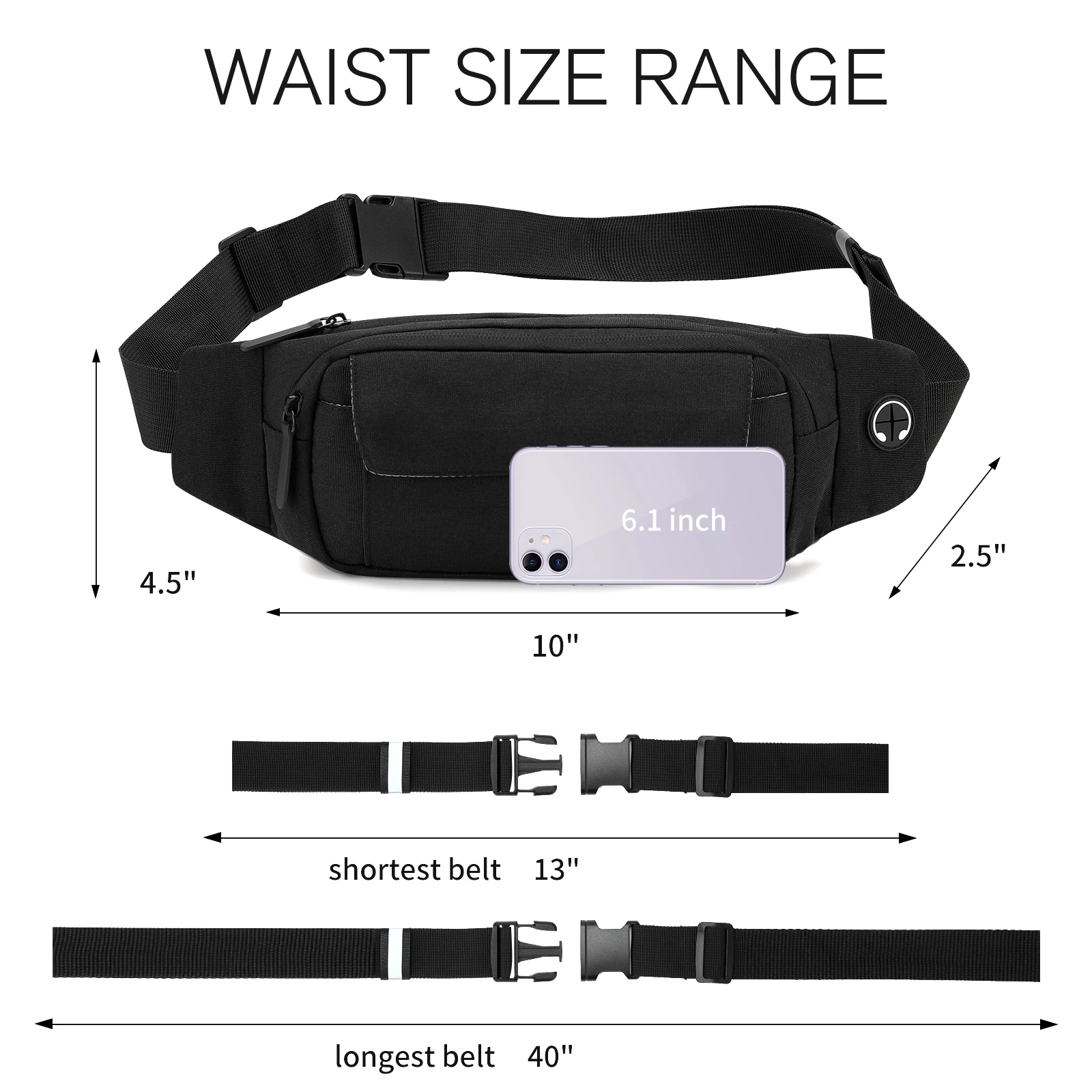 Large Crossbody Waist Pack for Men Belt Bag With 4-Zipper Pockets for Travel Running Hiking Workout Dog Walking women Fanny bags