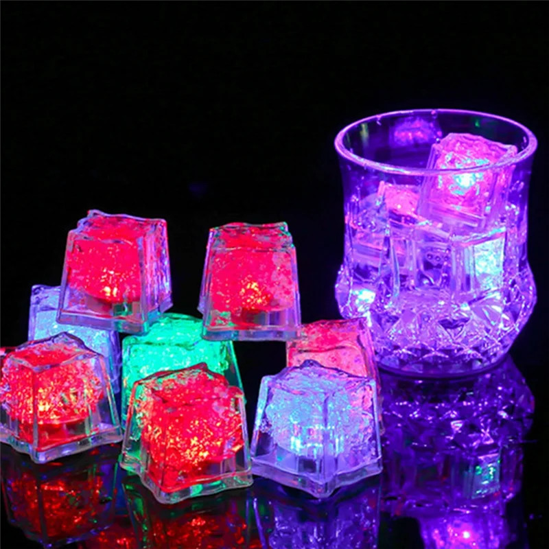 AF93-12PCS À Prova D' Água LED Cubo de Gelo Colorido Piscando Brilha No Escuro Ilumine Para Bar Clube Beber Decoração de Festa