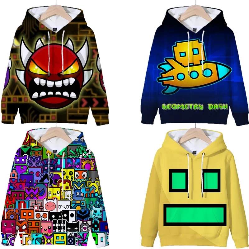 

Anime Game Angry Geometry Dash Hoodies Kids Clothes Long Sleeve Pullover Children Hoody Sweatshirt Boys Girls Hoodie Streetwear