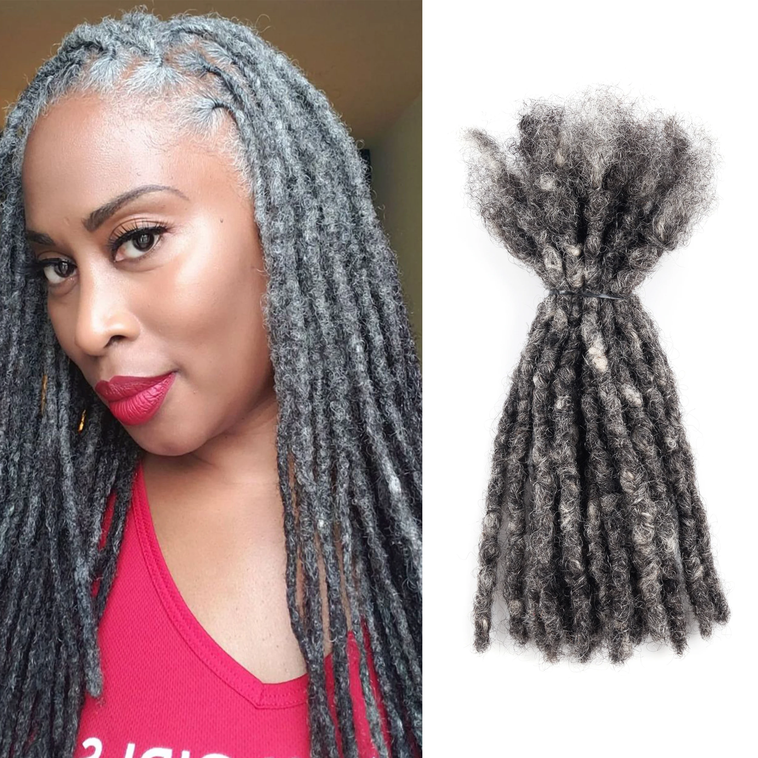 20Strs/Pack 0.6cm Handmade Interlocs Virgin Human Hair Dreadlocks Wholesale Price Manufacturer Customizable Human Hair Extension