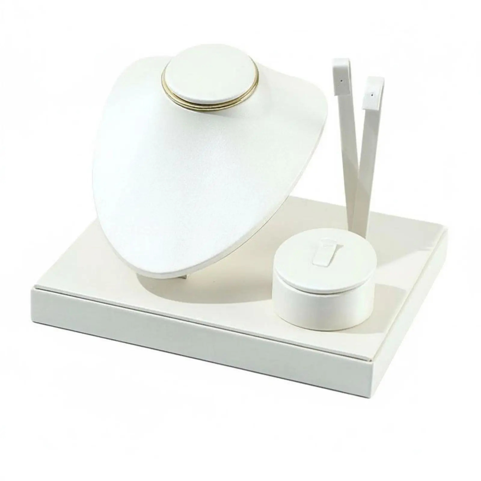 Luxury Brushed Jewelry Tray Display Set with Velvet Finish Necklace Bust Earring Holder Ring Organizer for Boutique Shop