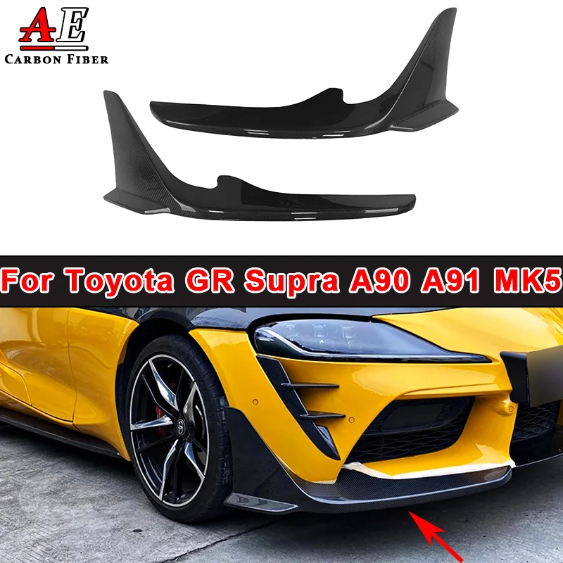 For Toyota GR SUPRA A90 A91 MK5 Carbon Fiber Front Bumper Air Vent Cover Side Fins Winglet Car Flaps Apron Trim Canard Splitter