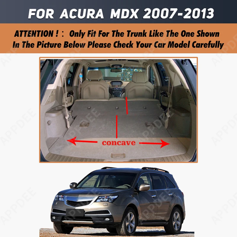 Auto Full Coverage Trunk Mat For Acura MDX 7-Seat 2007-2013 12 11 10 09 08 Car Boot Cover Pad Cargo Liner Interior Accessories