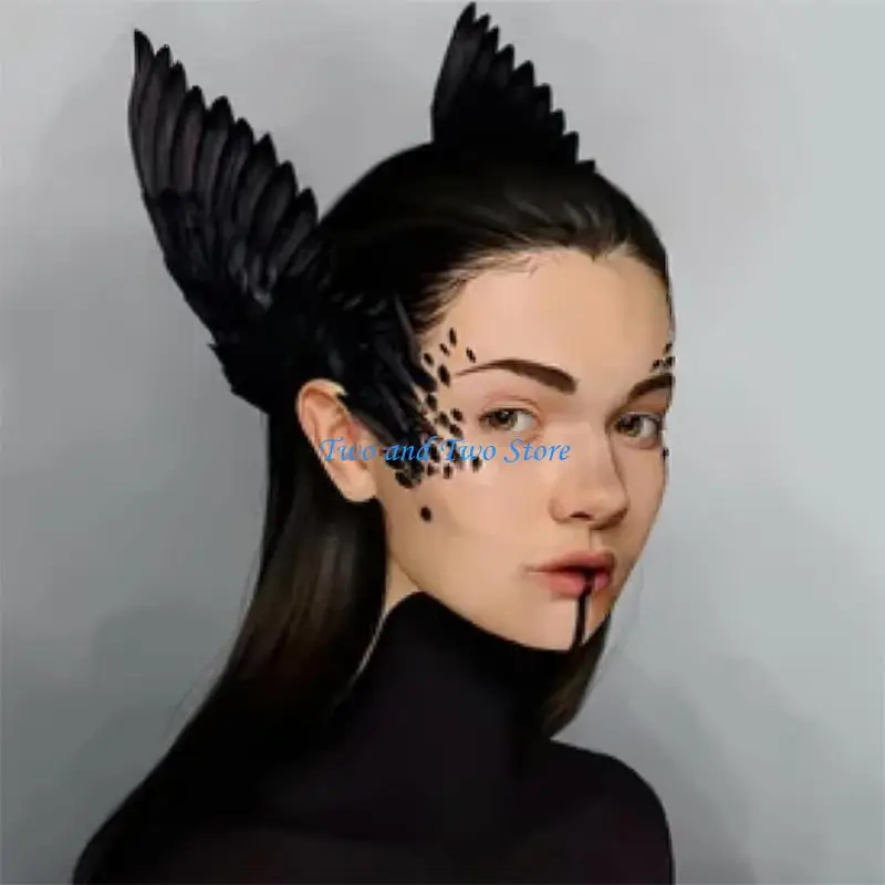 HX6F Lady Fascinator Elagant Clip Headdress for Makeup Party Masquerades Flapper Cosplay Hair Accessories